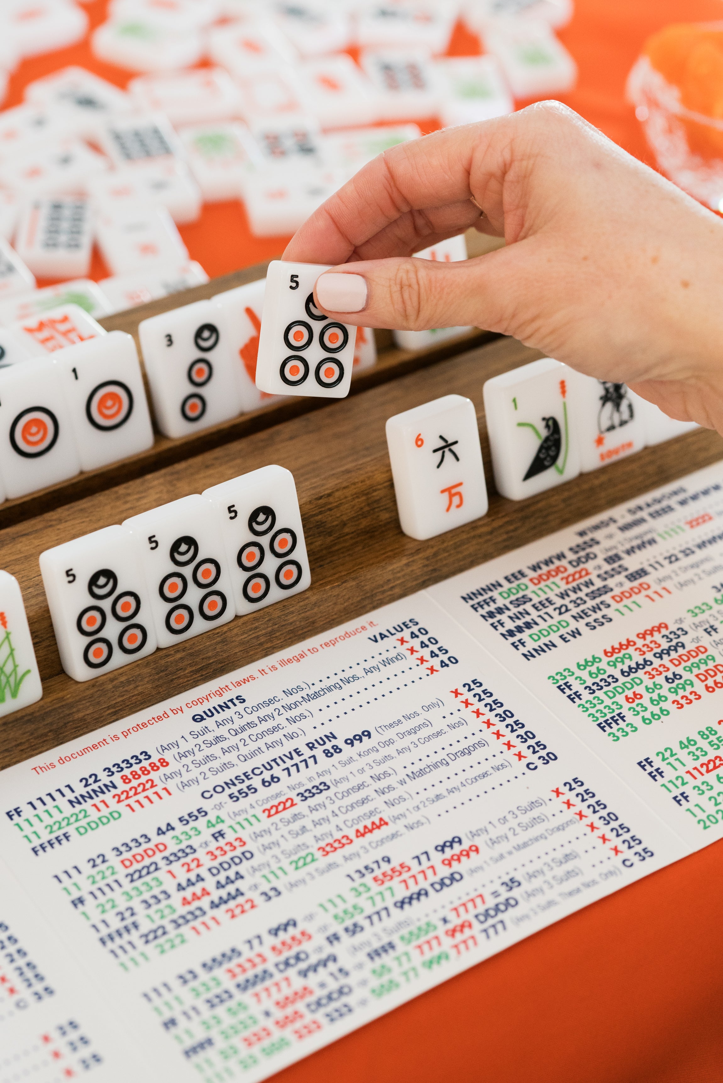 古銅月形　釣華生　窓月 OSU Mahjong Tiles | West Wind Mahjong